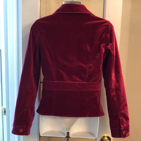 Women's Velvet Double-Breasted Jacket - Raspberry - Picture 2 of 6
